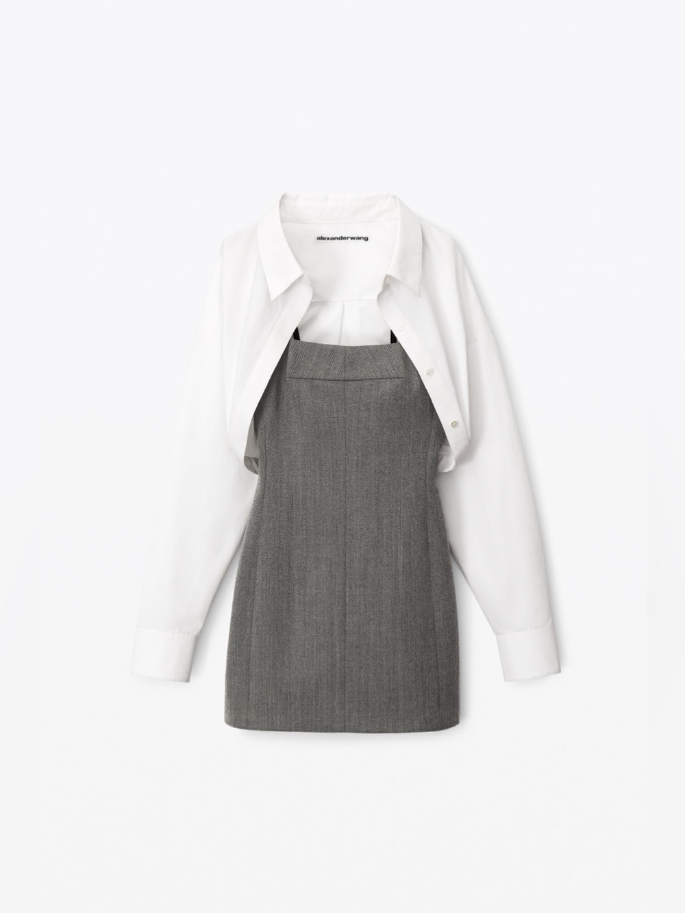 Alexander Wang Bi Layered 2pc Square Neck Mini Dress & Shirt 2